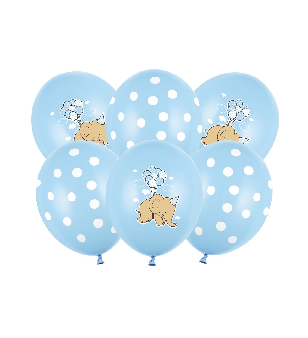 Balonek - modrý mix slona s puntíčky 6 ks