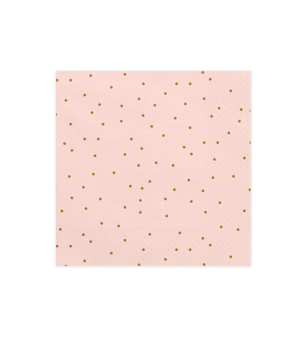 Ubrousek zlaté puntíky - růžové 20 ks
