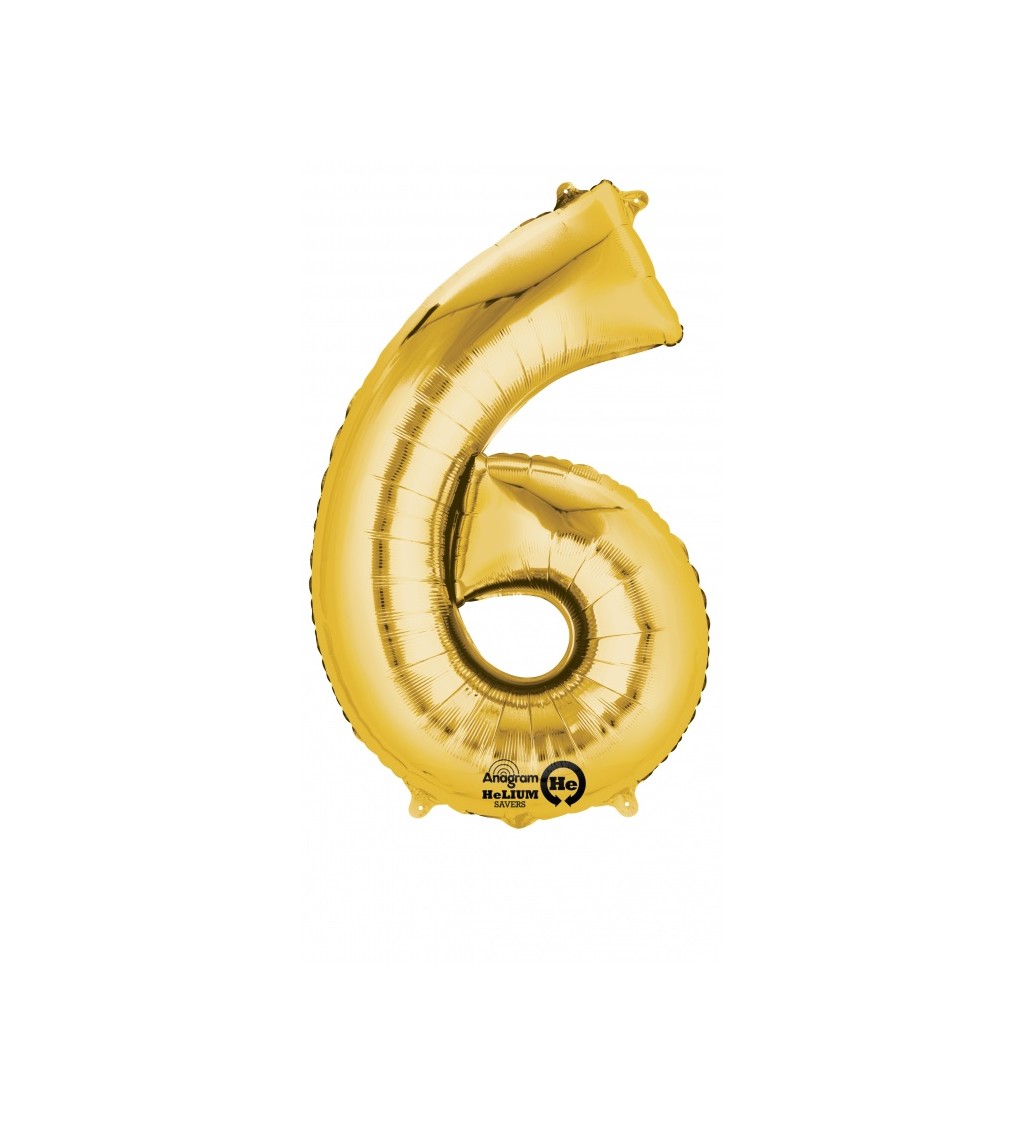 Balonek "6" - zlatý