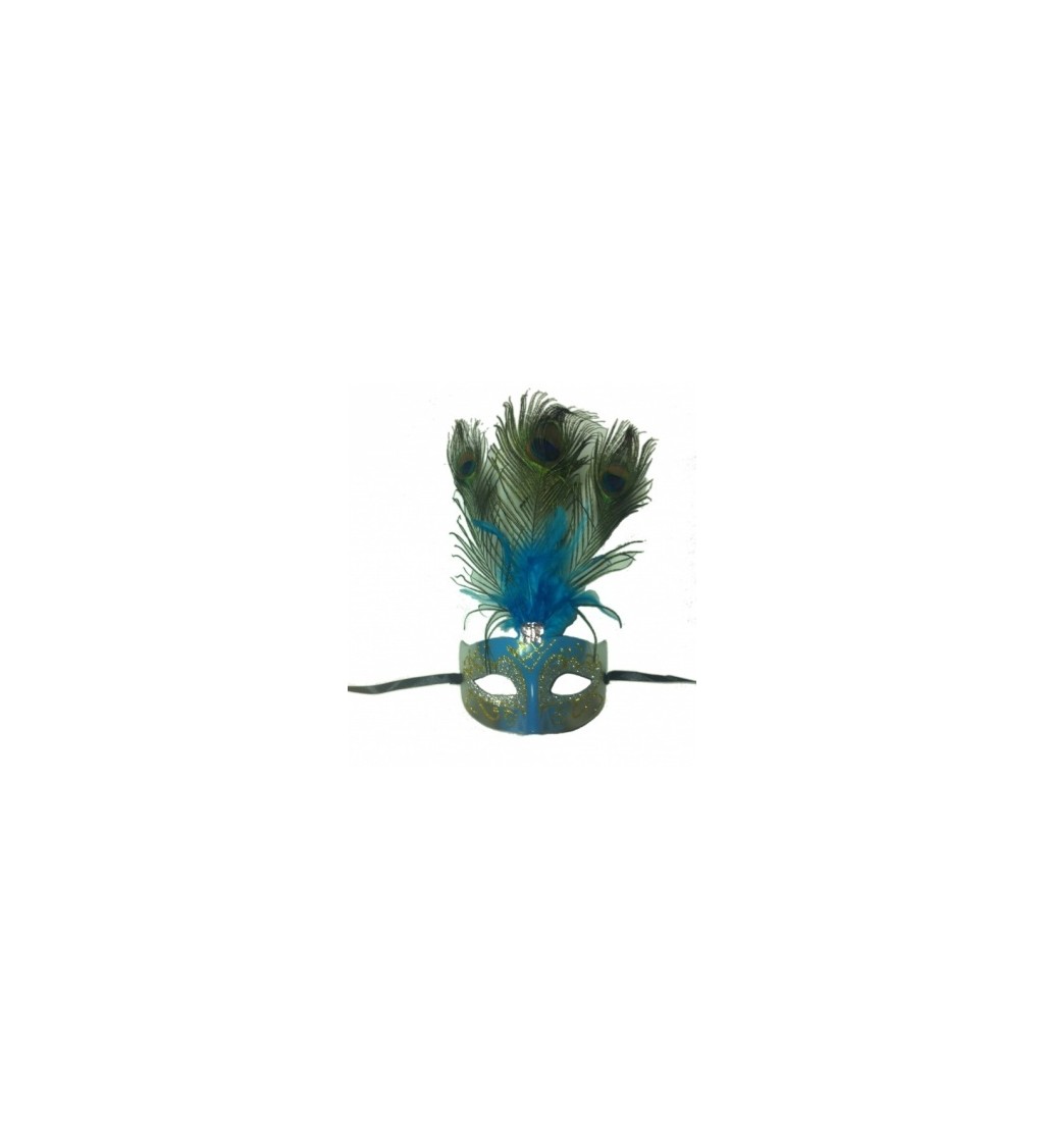 Škraboška Benátská maska - zelenomodrá