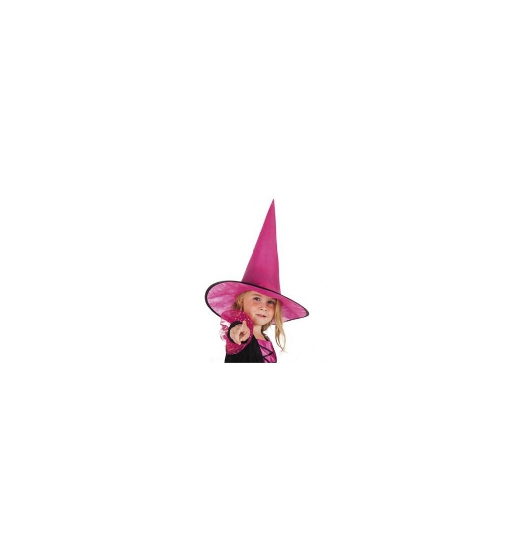 Čarodějnický klobouk dětský - růžový