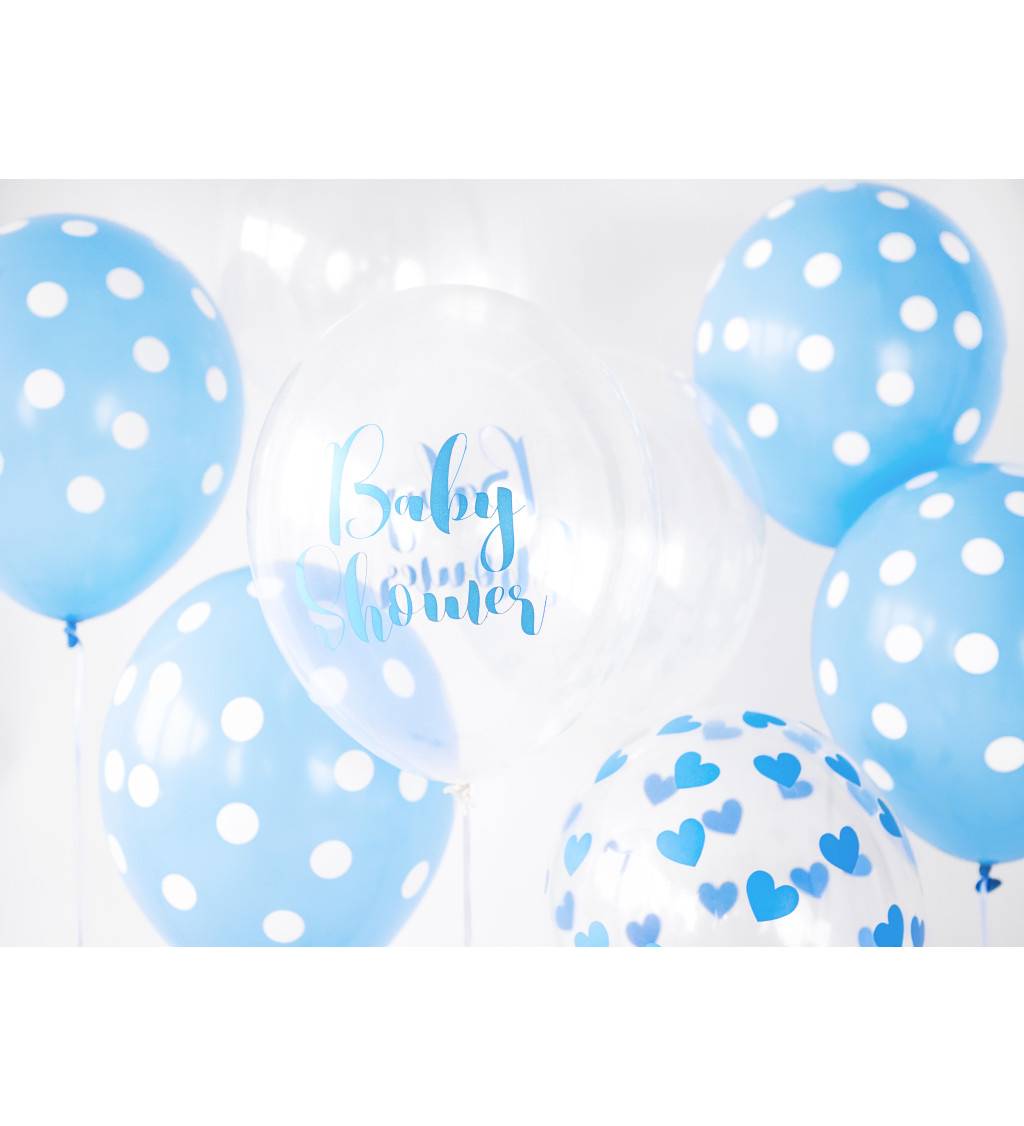 Balonek - světle modrý s bílými puntíky 50ks