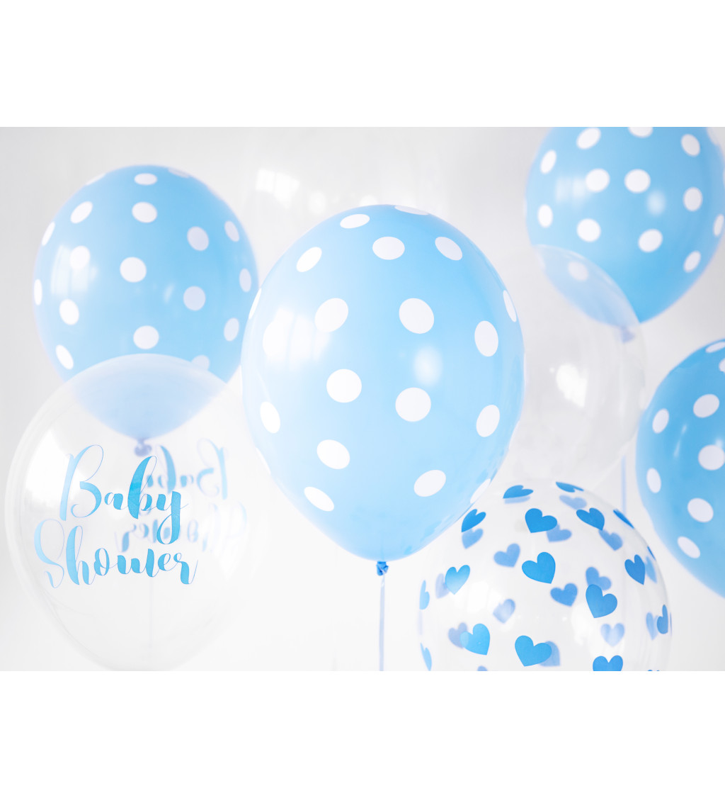Balonek - světle modrý s bílými puntíky 50ks