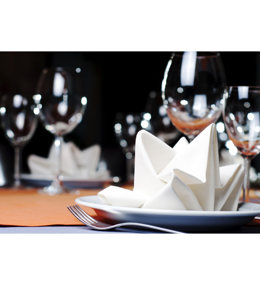 Bílé látkové ubrousky