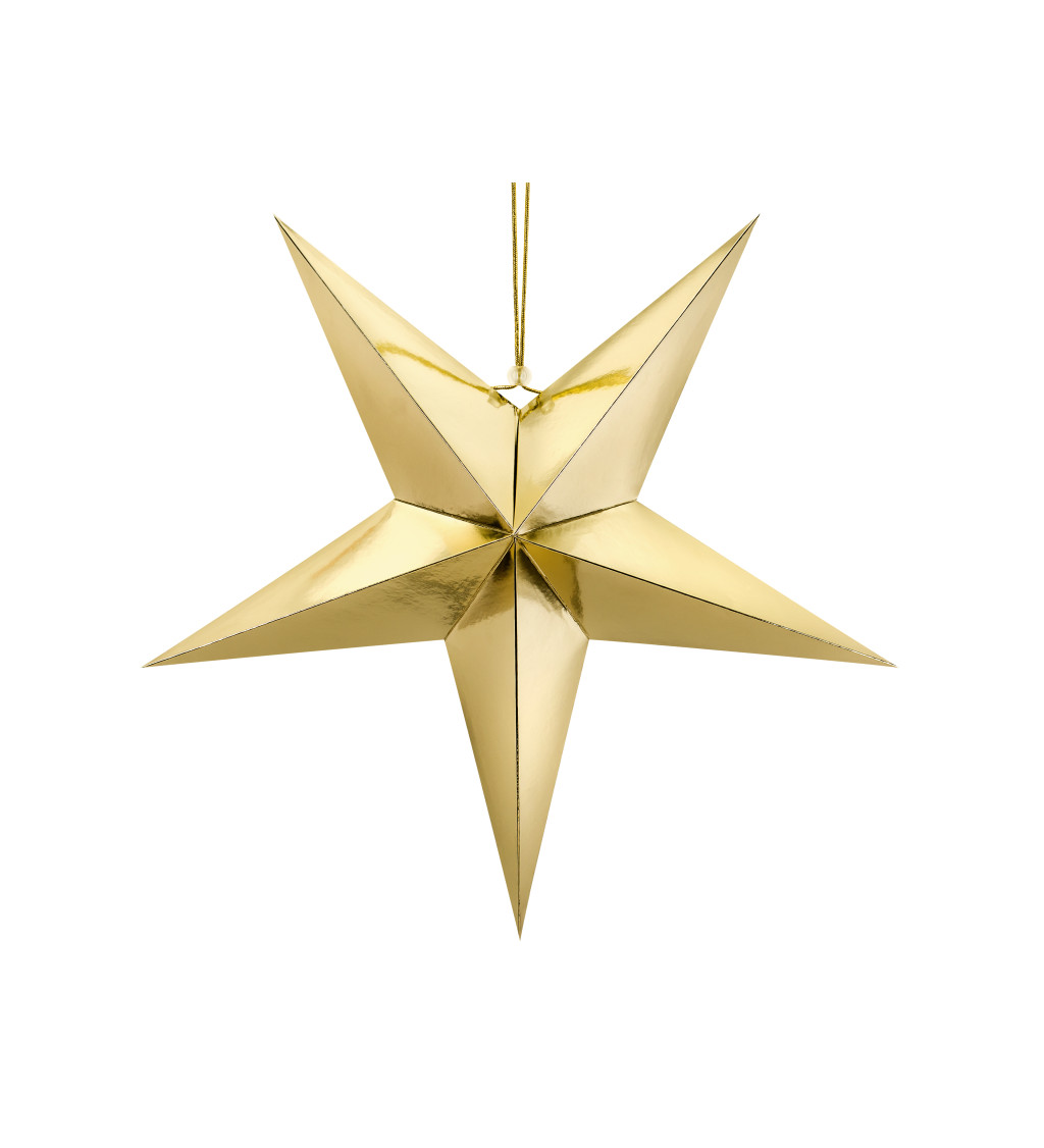 Dekorace - hvězdička zlatá 70 cm