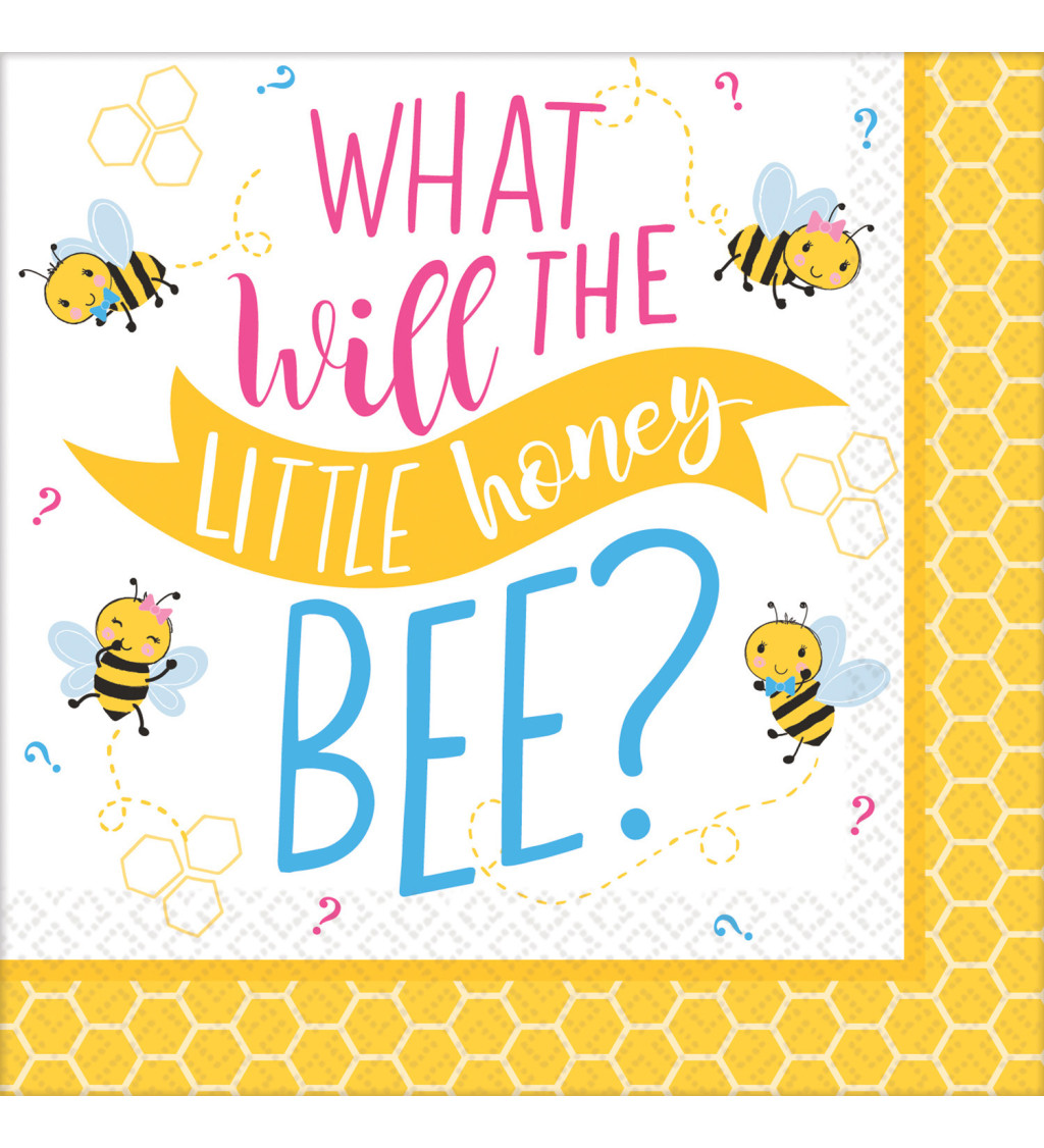 Ubrousky malé - motiv včel a medu - odhalení pohlaví
