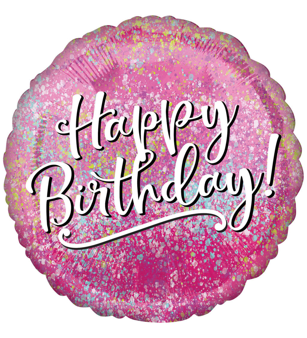 Happy Birthday - růžový balón