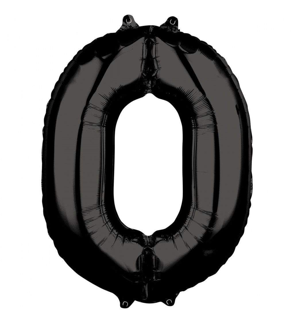 Fóliový balónek - černé číslo 0