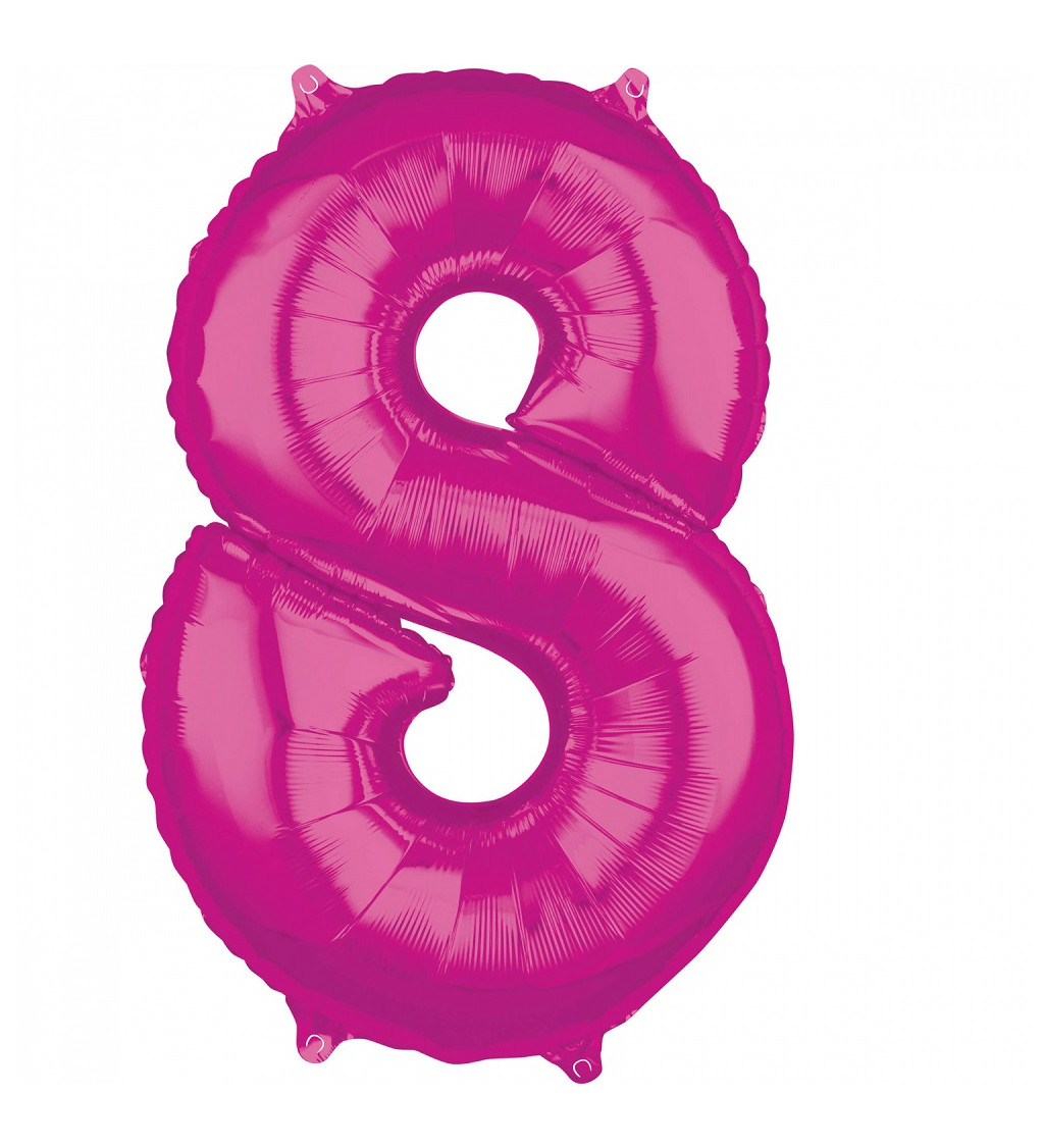 Růžový balónek s číslem 8