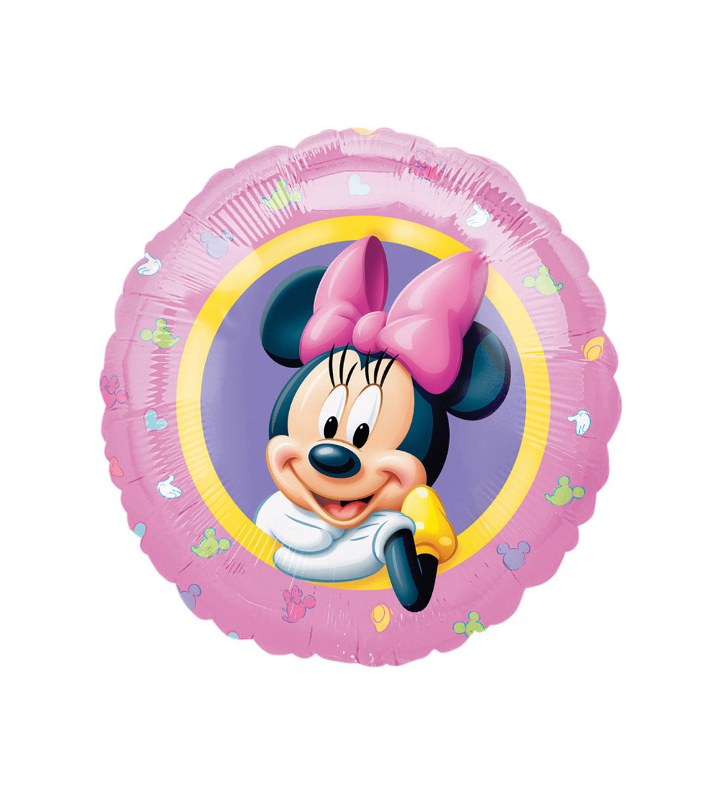 Fóliový balónek - kulatý, růžový s Minnie