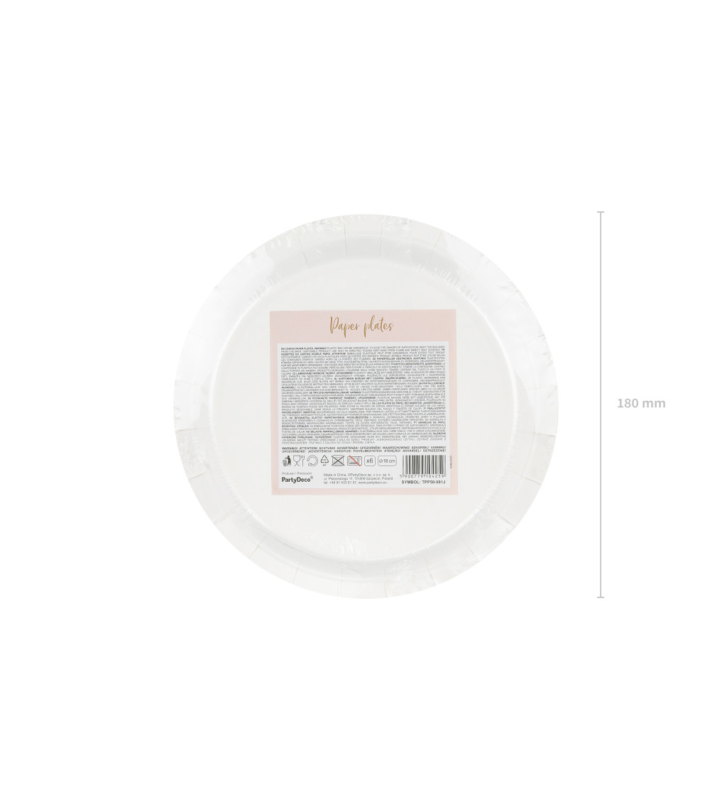 Talíř růžový - zlaté puntíky 6 ks