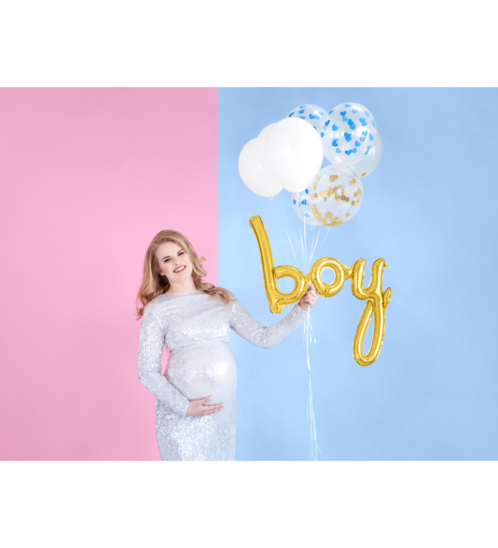 Fóliový balónek - zlatý nápis "boy"