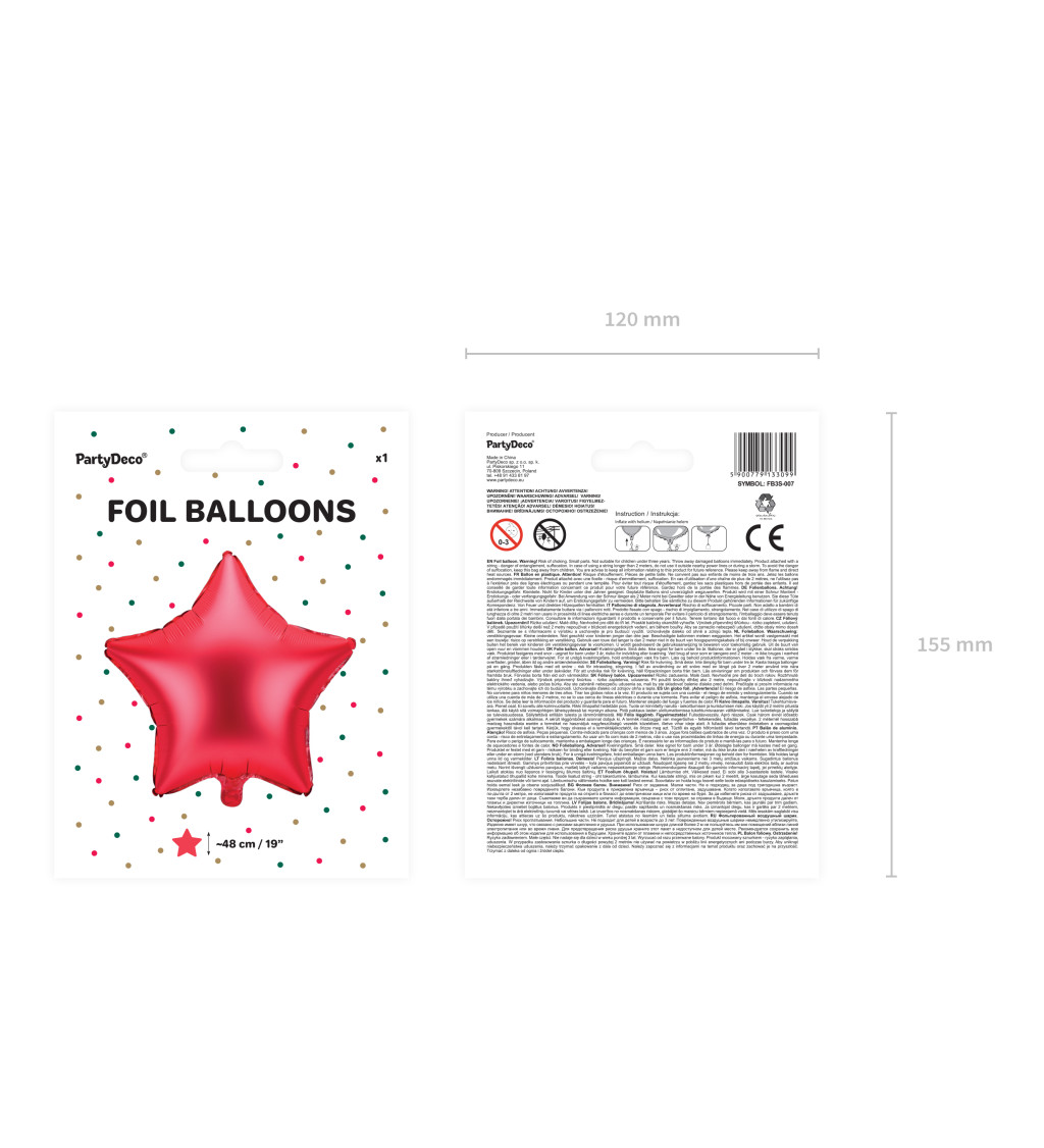 Fóliový balónek Červená sametová hvězda