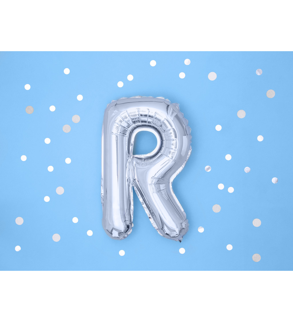 Balónek písmeno R - stříbrné