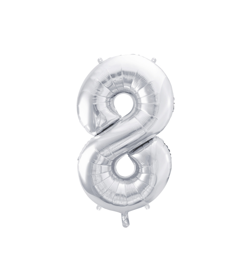 Balónek s číslem 8 - stříbrný