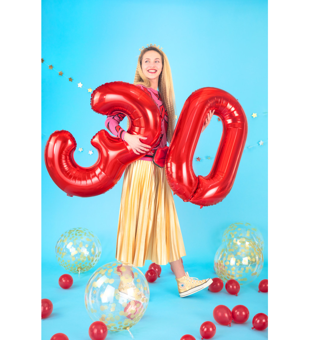 Fóliový balónek s číslem 2 - červený
