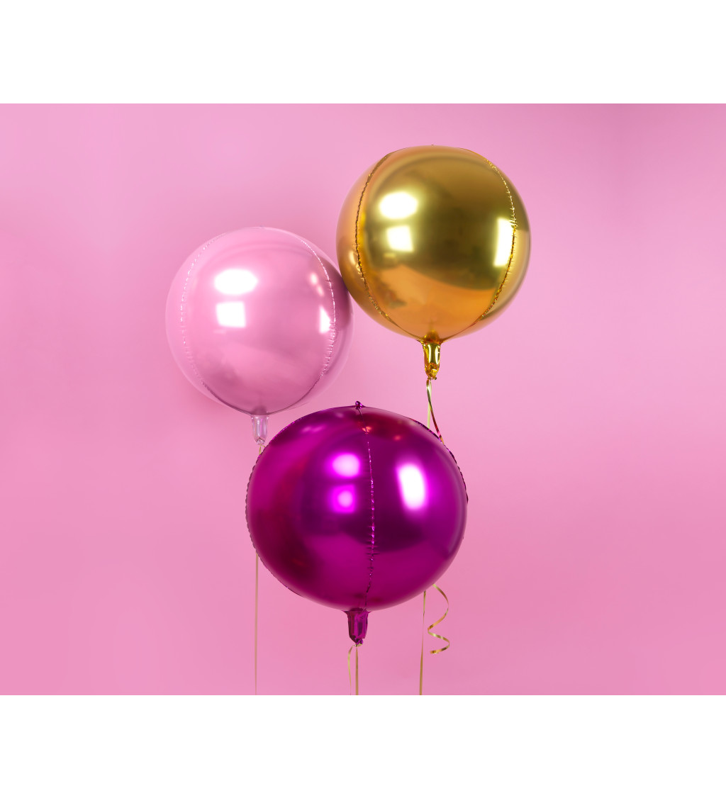 Růžový kulatý fóliový balónek