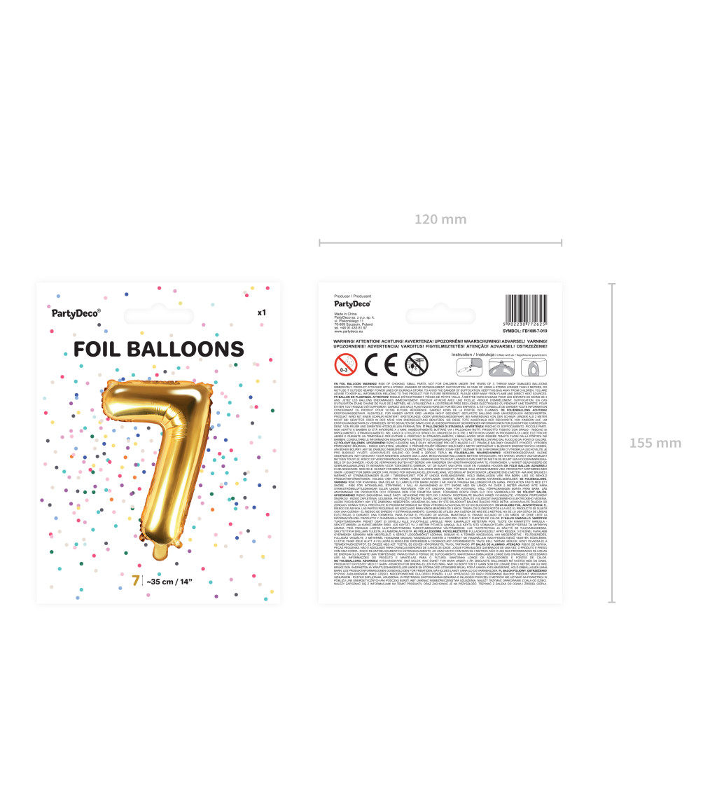Fóliový balónek 7 - zlatý
