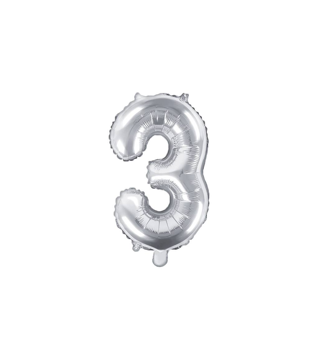 Balónek s číslem 3 - stříbrný