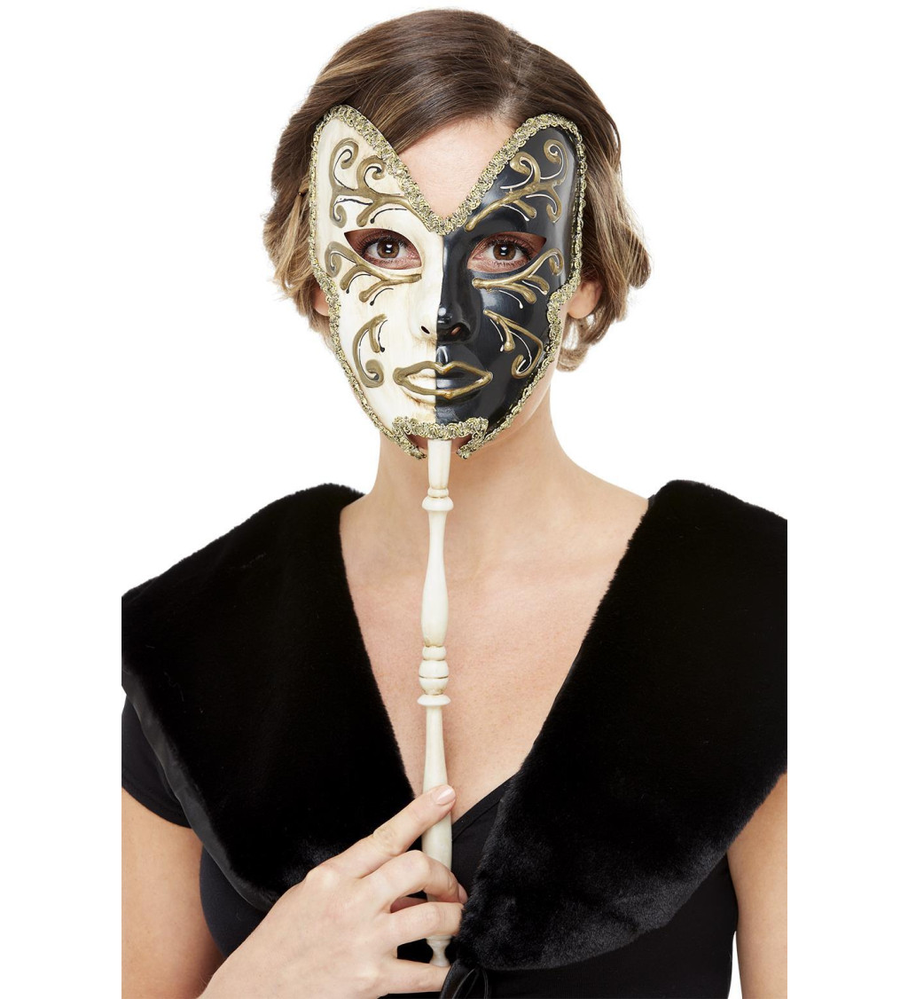 Benátská maska černo-krémová