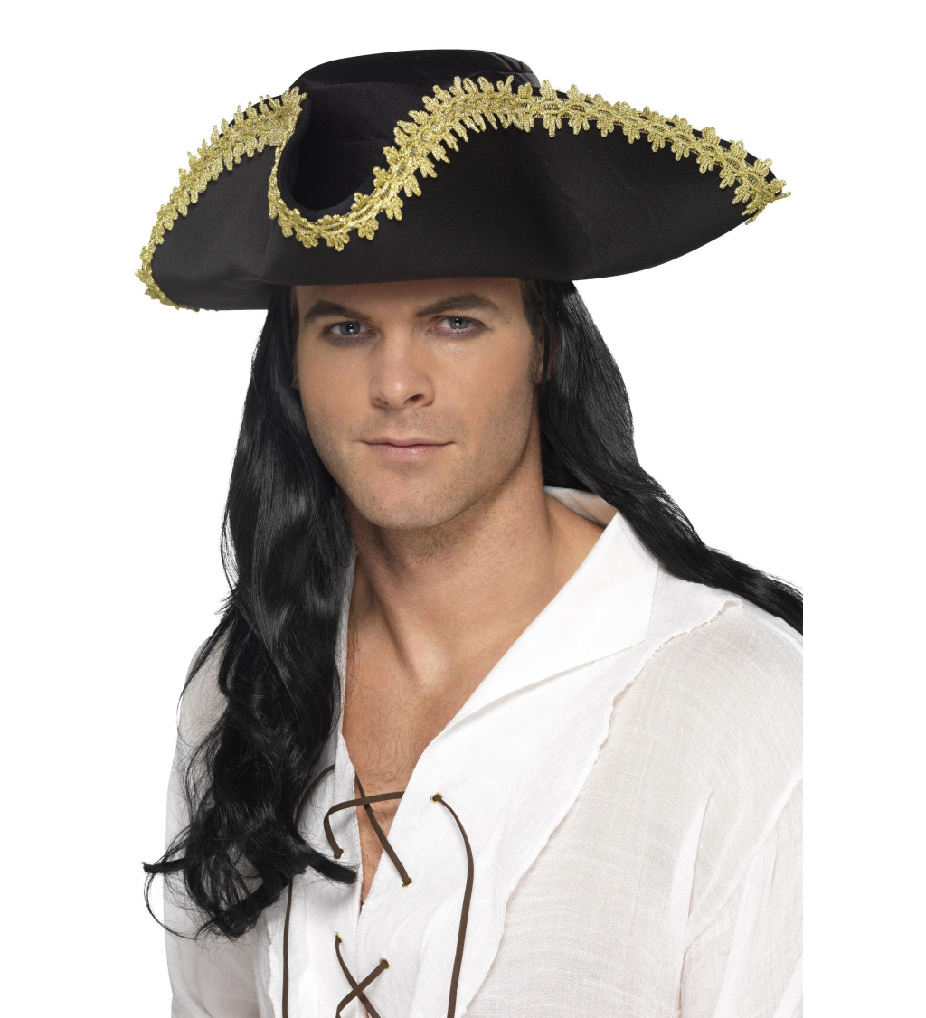 Černý unisex pirátský klobouk