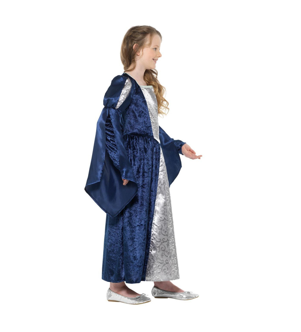 Dětský modrý kostým středověkká dáma