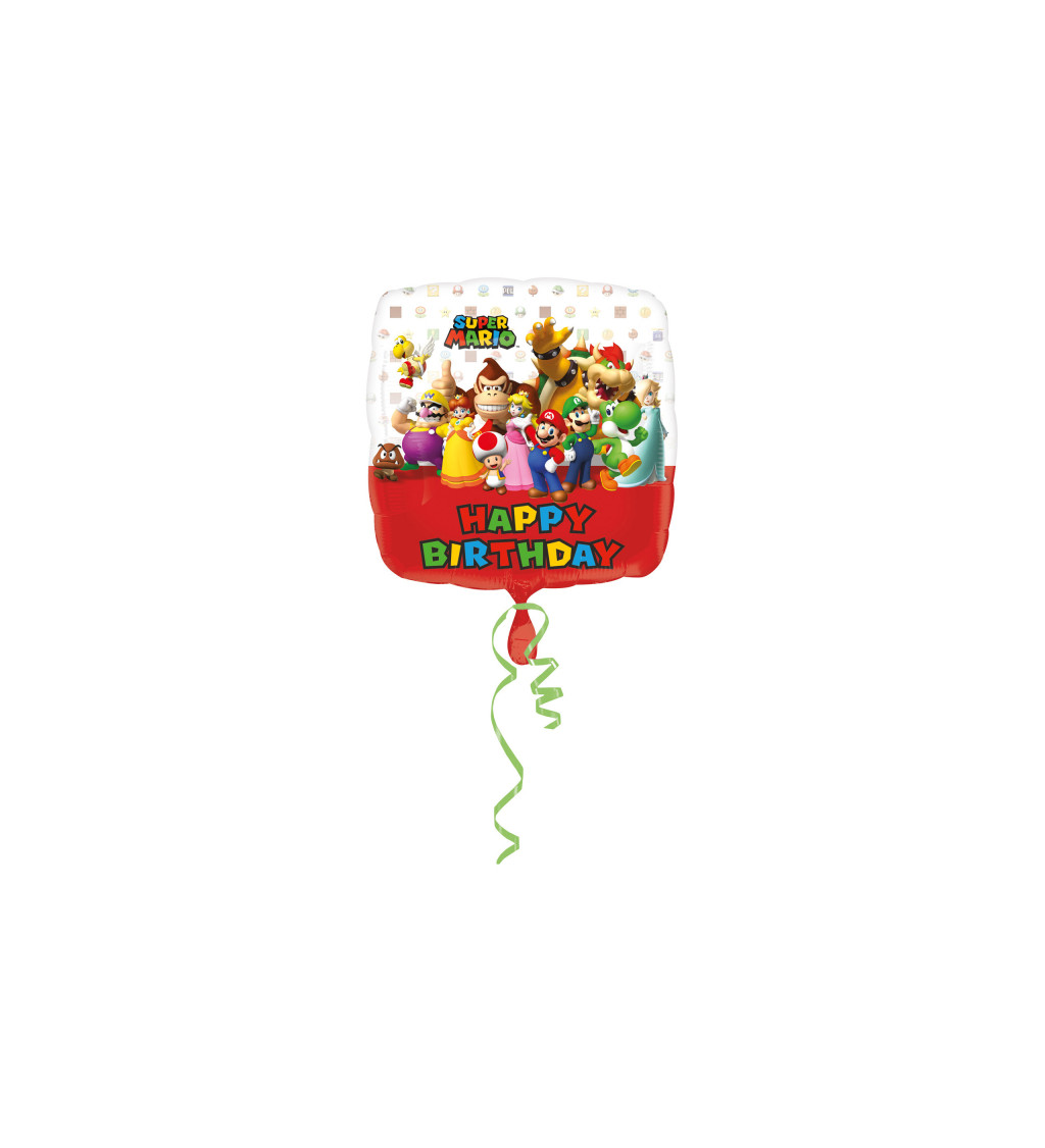 Fóliový narozeninový balónek - hranatý s Mariem