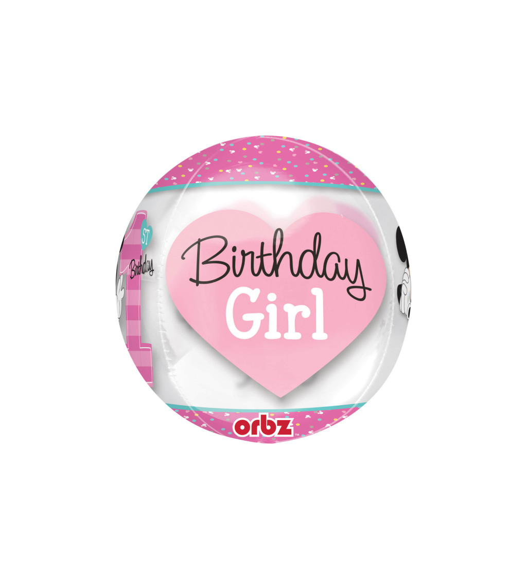 Fóliový balónek narozeninový - Minnie s číslem 1