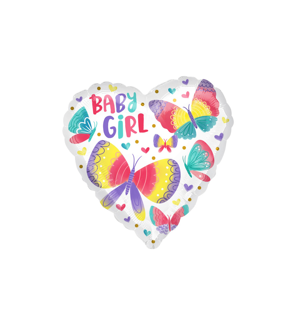 Fóliový balónek - srdce s nápisem "BABY GIRL"