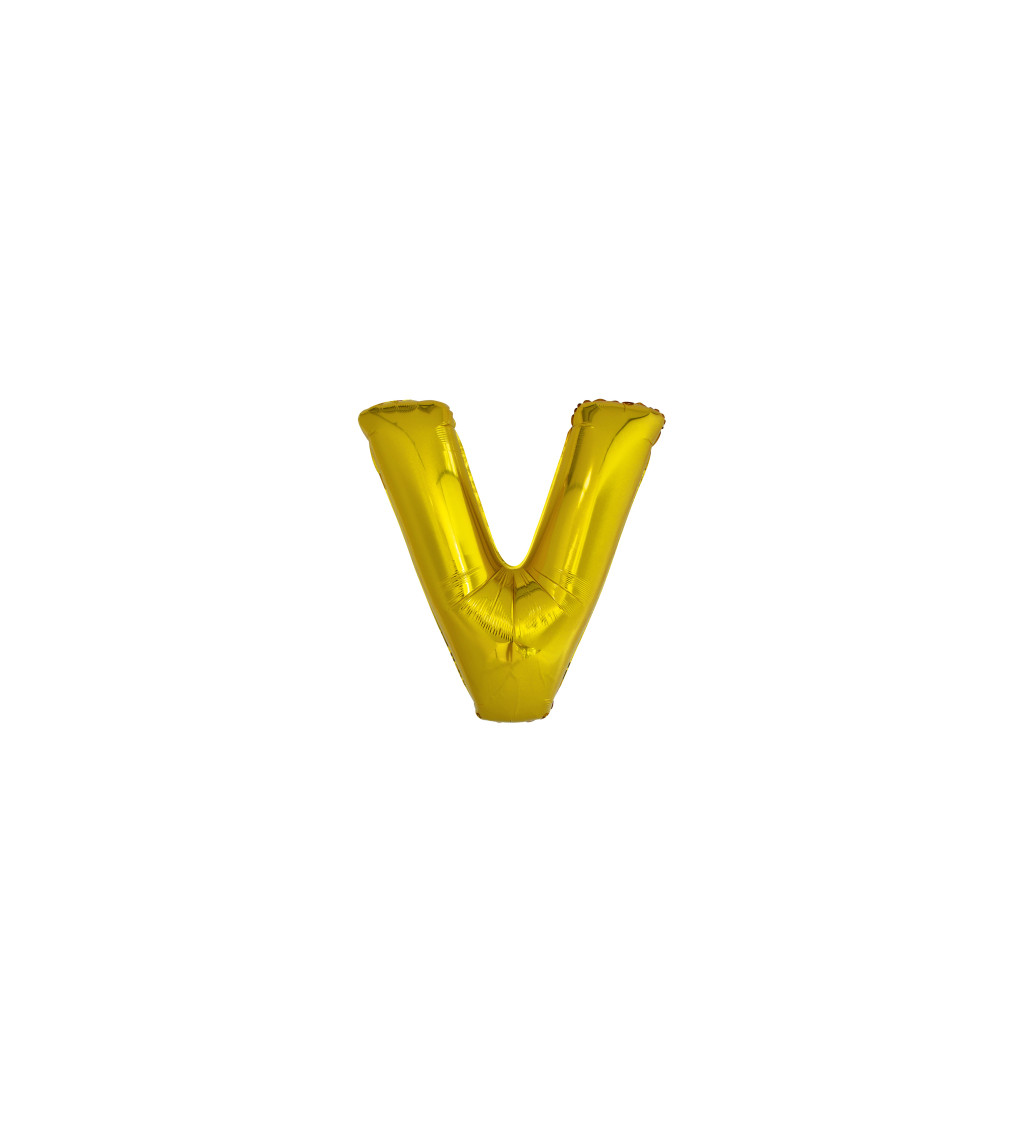 Zlatý balónek s písmenem 'V'