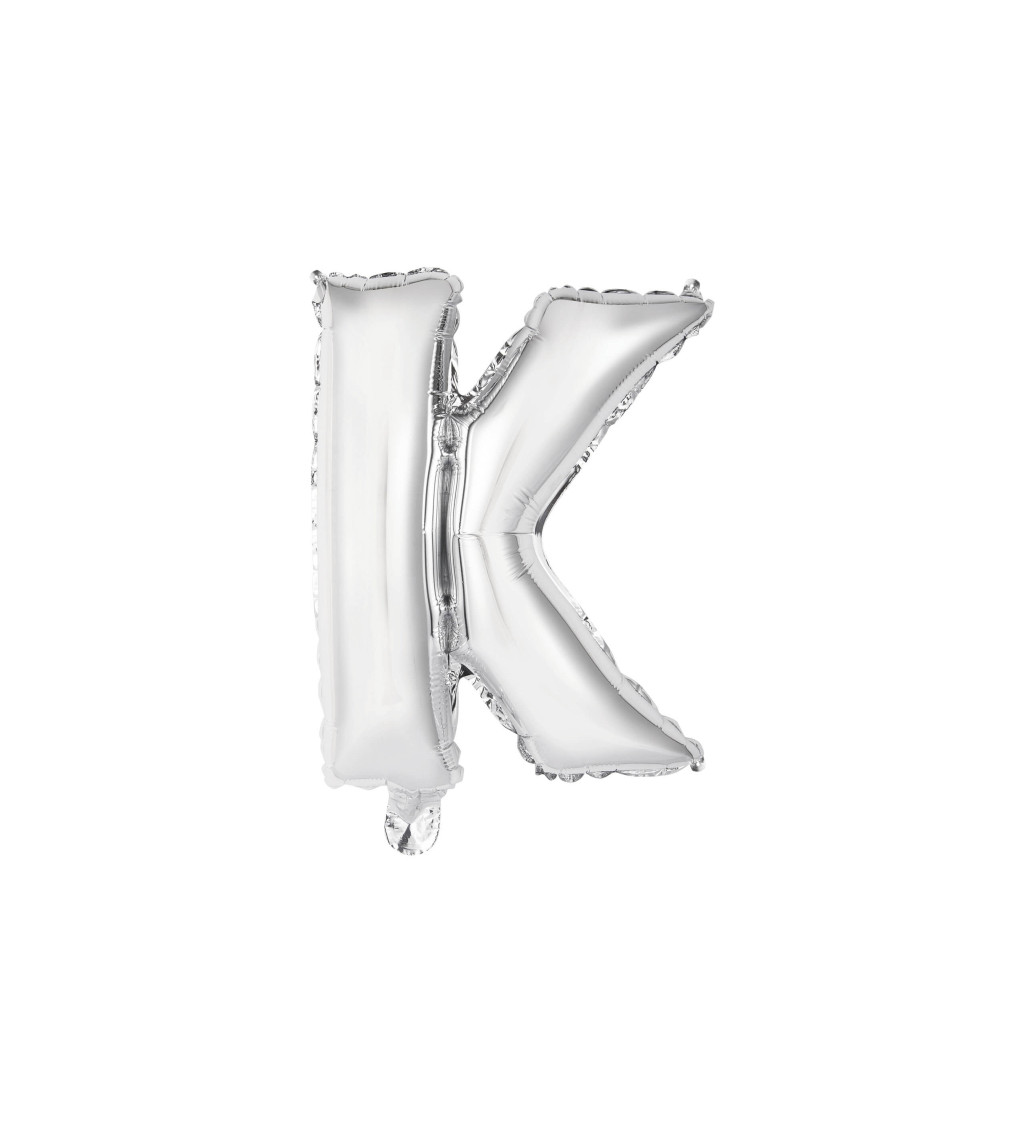 Fóliový mini balónek K - stříbrný