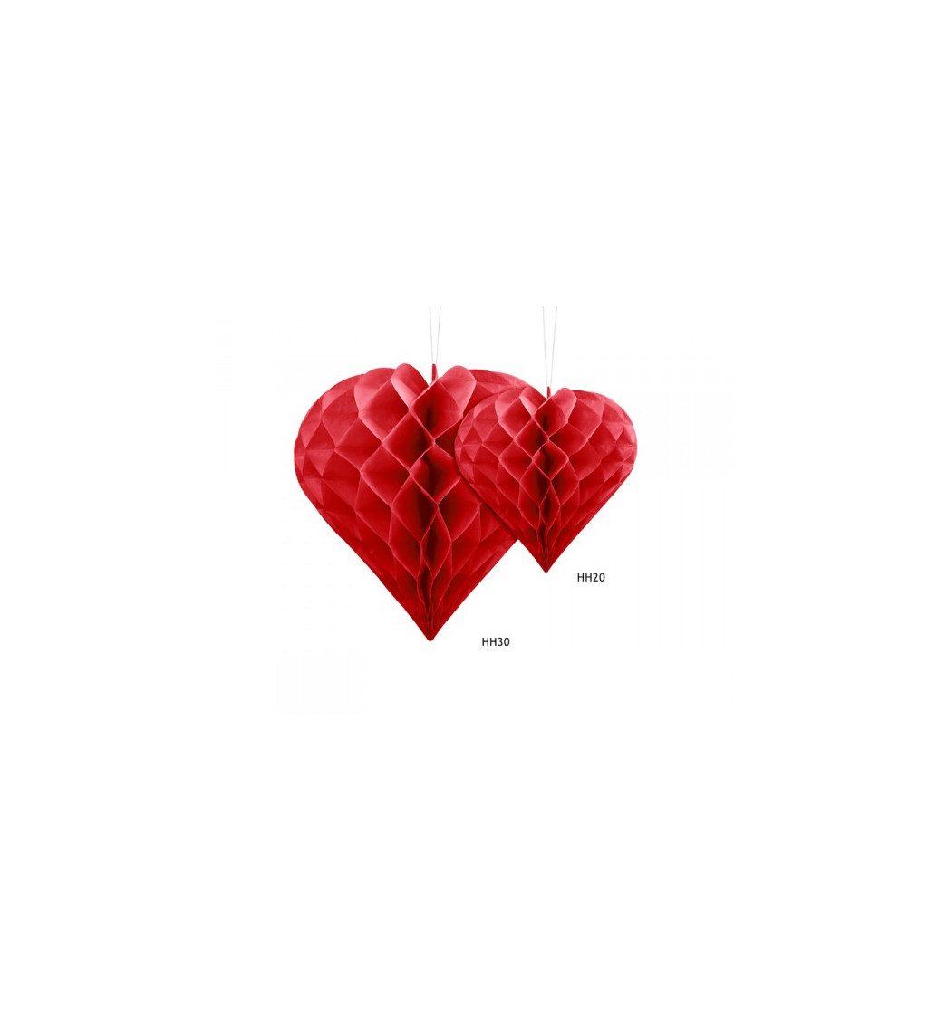 Dekorativní srdce červené - 20 cm