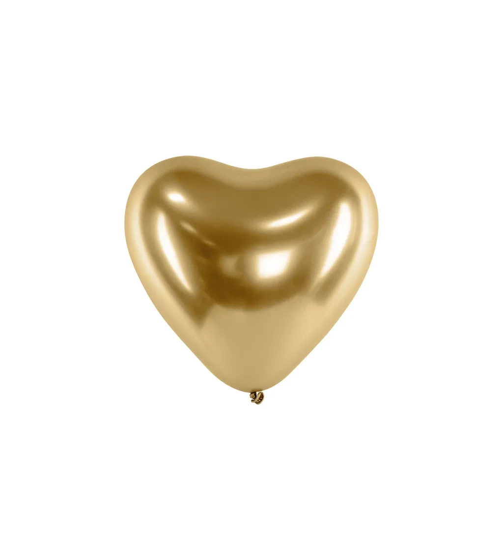 Leské fóliové balónky Srdce - zlaté