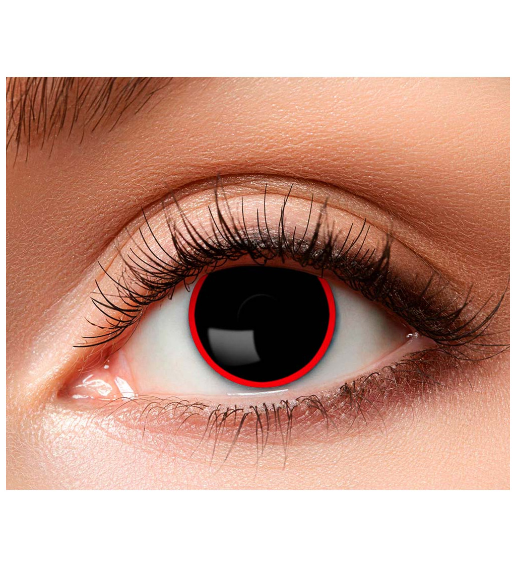 Červeno-černé kontaktní čočky