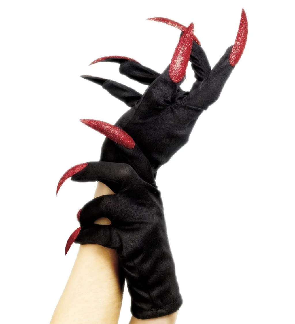 Černé rukavičky s rudými drápy