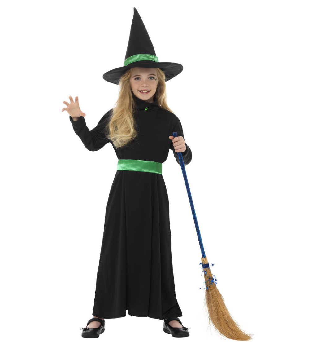 Dětský kostým "Černá čarodějka"