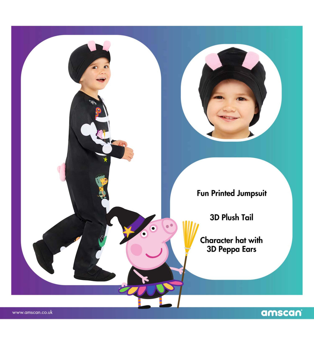 Dětský kostým - Peppa pig kostlivec