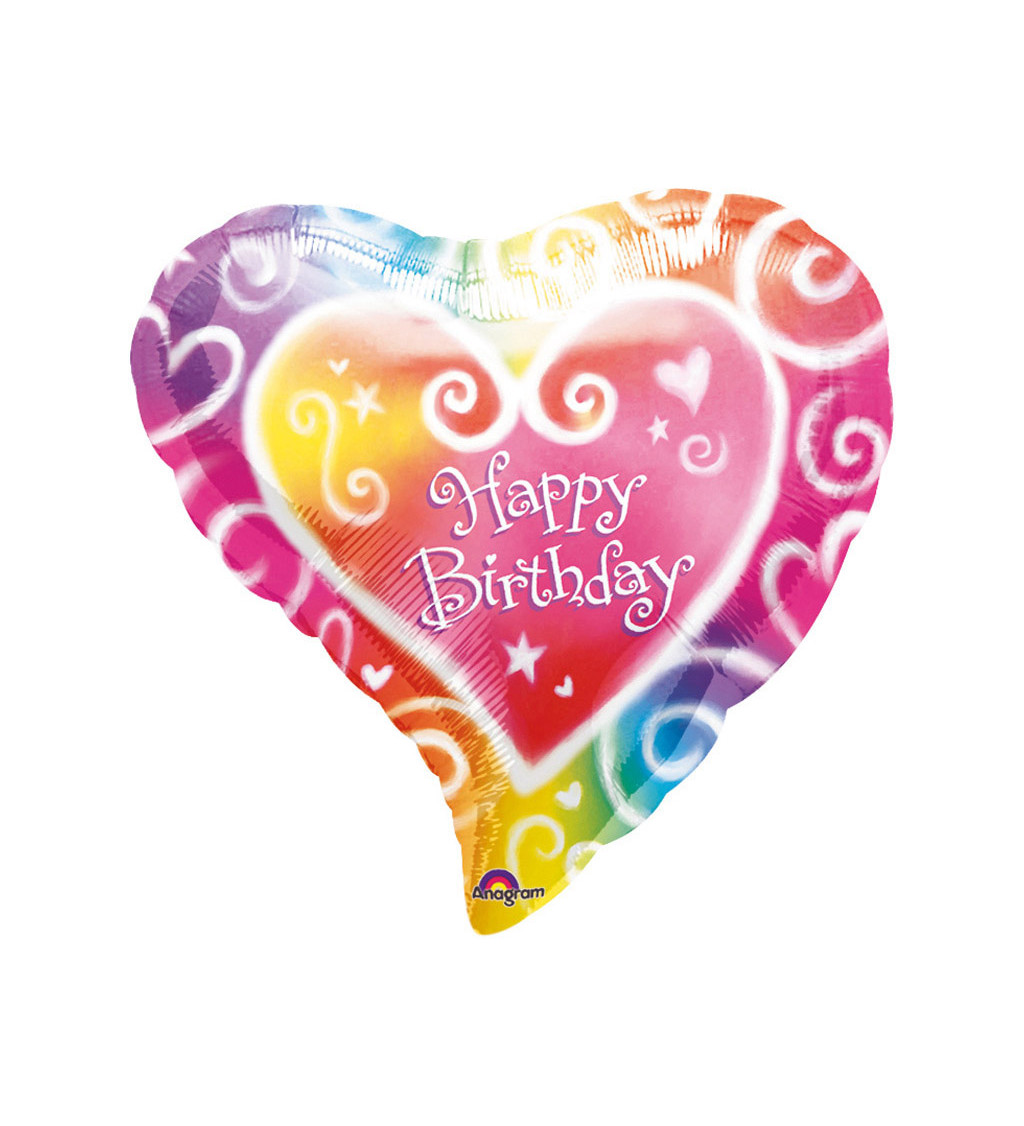 Fóliový narozeninový balónek - duhové srdce