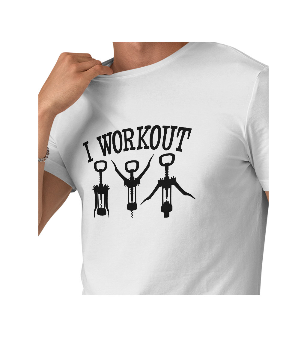 Pánské bílé triko - I workout