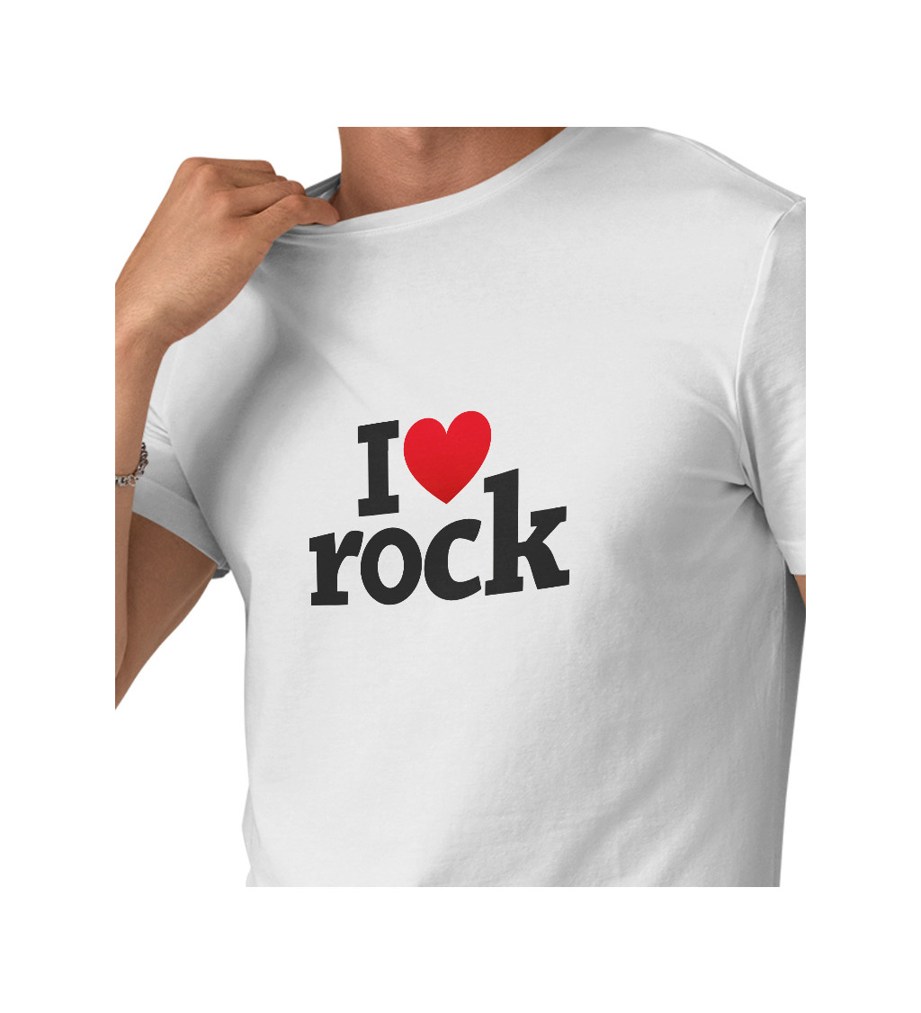 Pánské bílé triko - I love rock