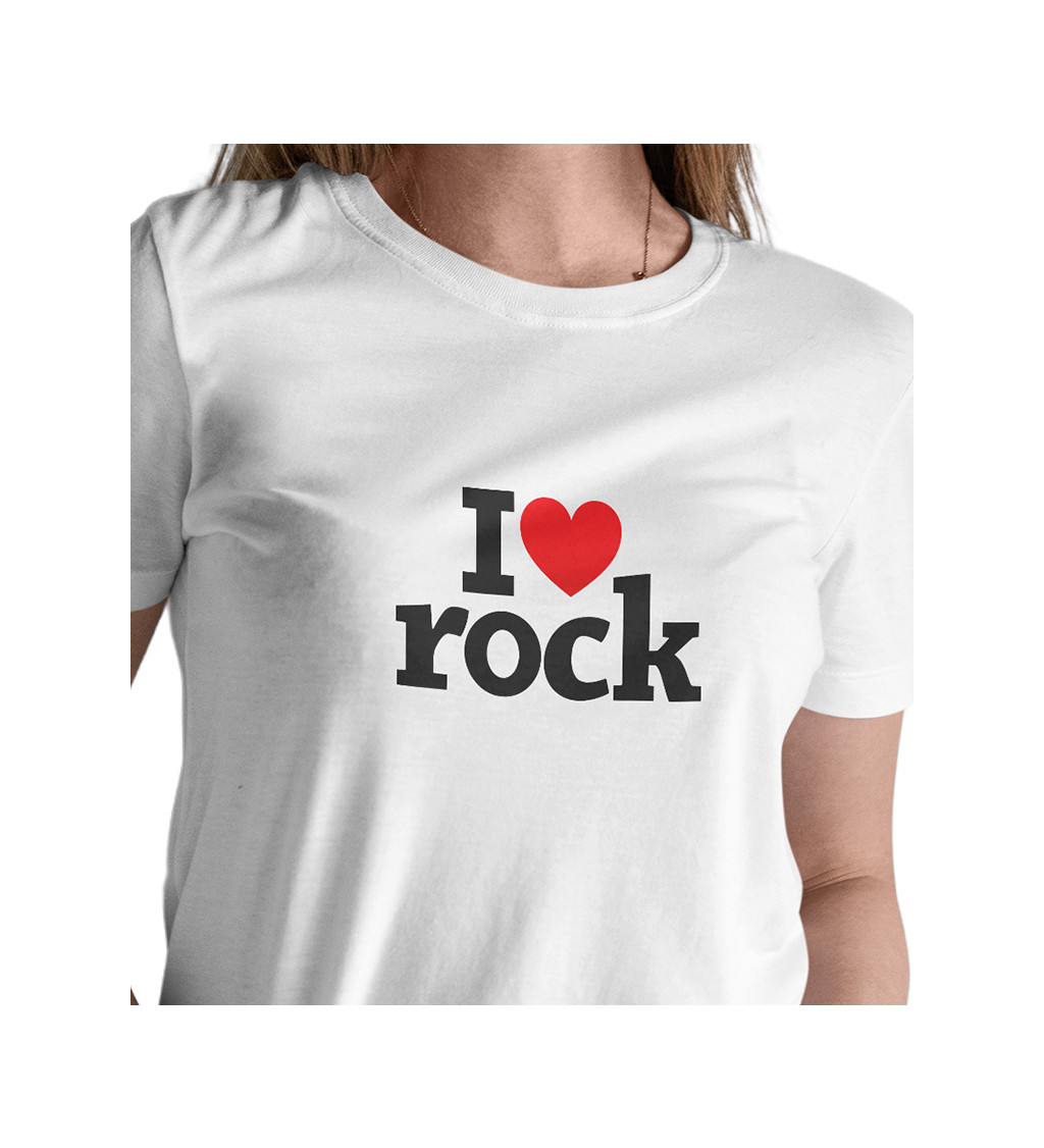 Dámské bílé triko - I love rock