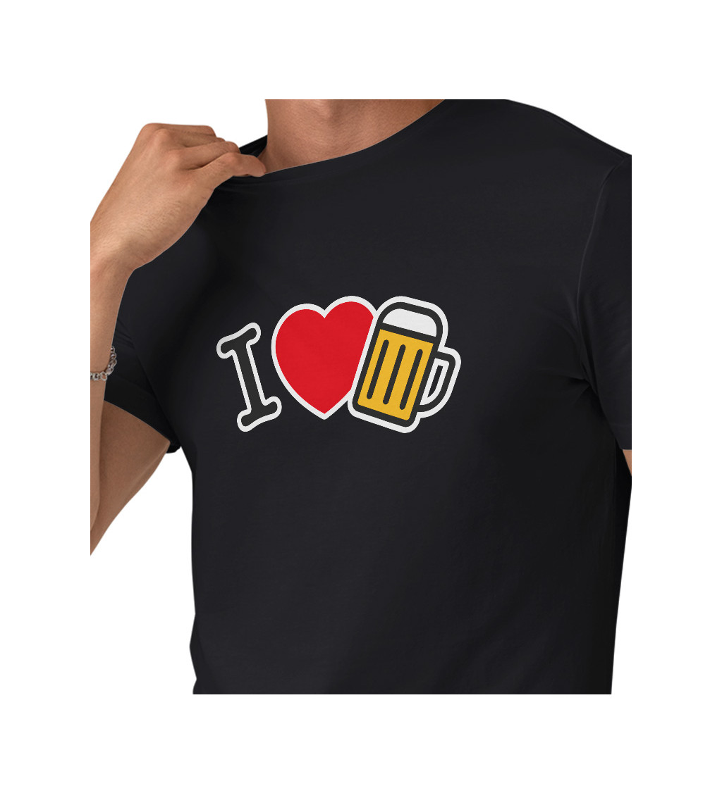 Pánské černé triko - I love beer