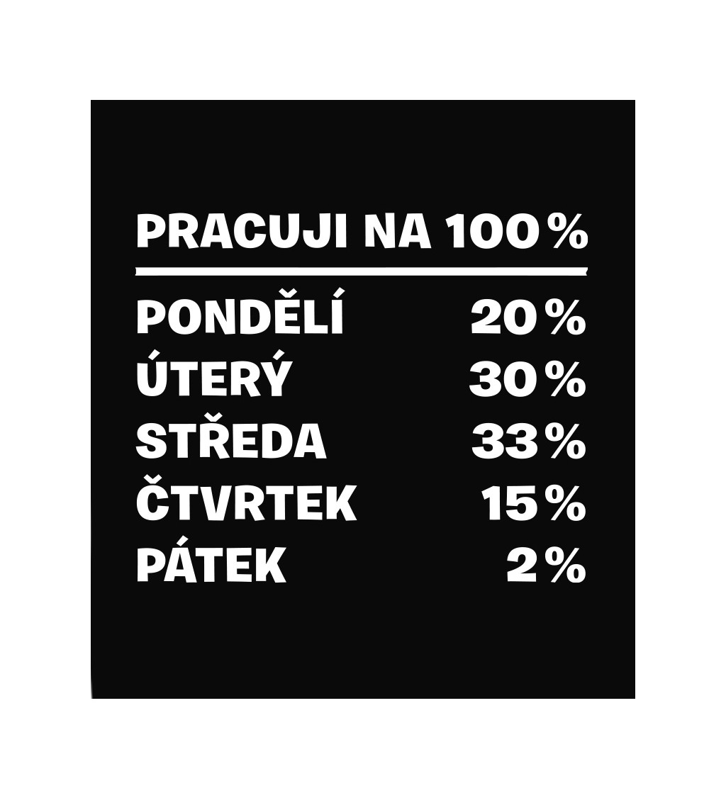 Pánské černé triko - Pracuji na 100%