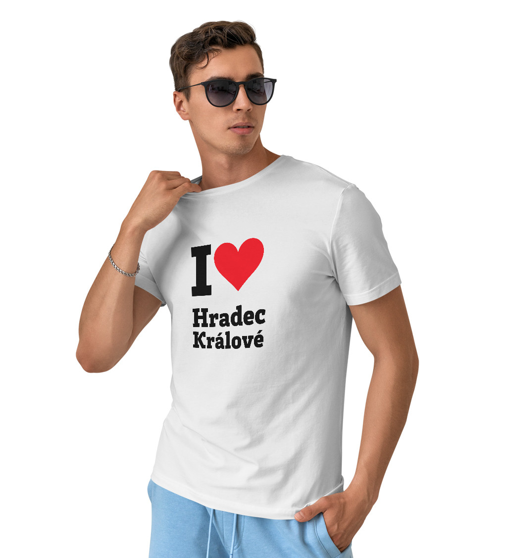 Pánské bílé tričko - I love Hradec Králové