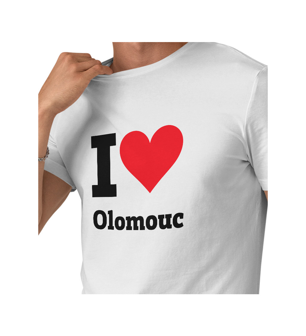 Pánské bílé tričko - I love Olomouc