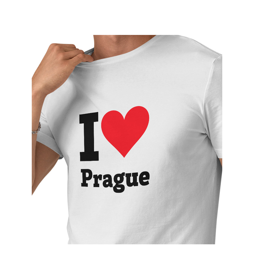 Pánské bílé tričko - I love Prague