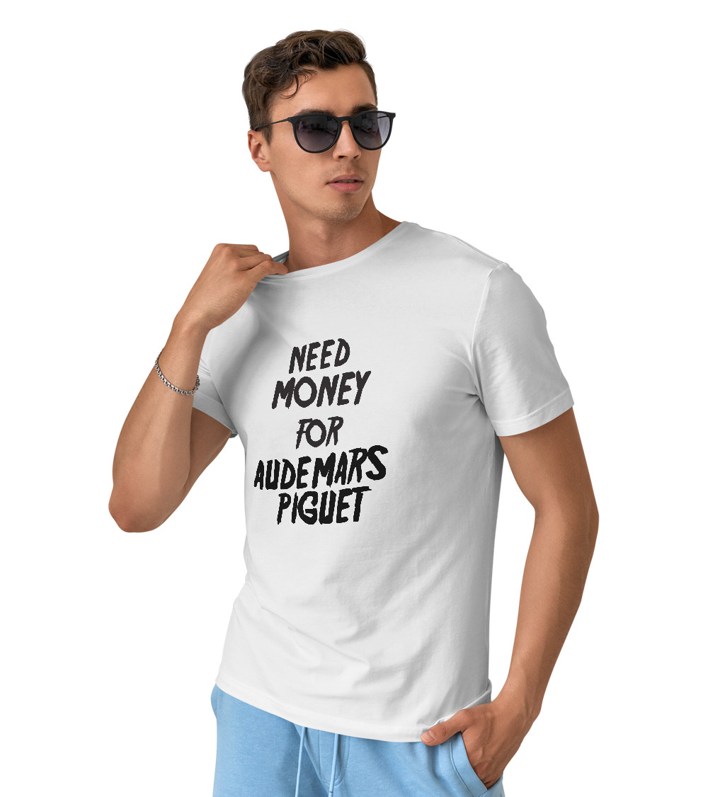 Pánské tričko bílé - Need money for Audemars