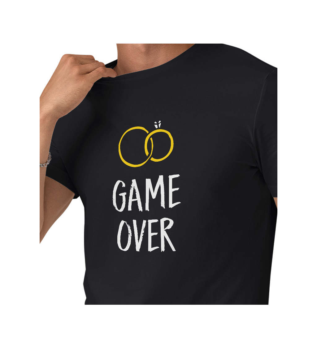 Pánské triko černé - Game over prstýnky