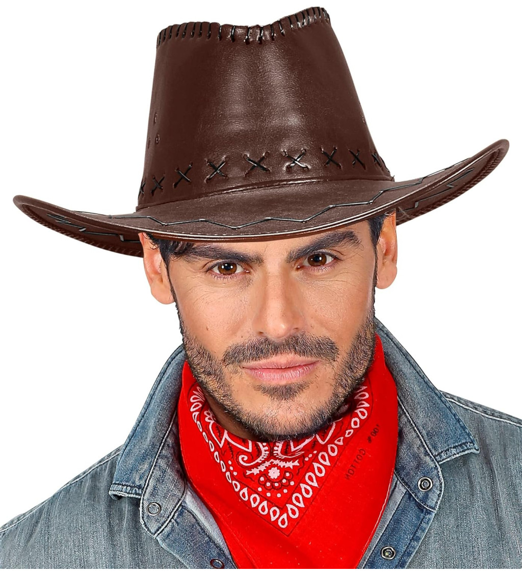 Tmavě hnědý westernový klobouk