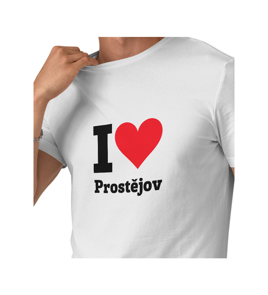 Pánské triko bílé - I love Prostějov